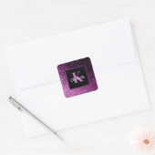 Verjaardag paarse roze glitters monogram luxe vierkante sticker (Envelop)