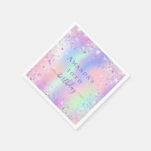 Verjaardag paarse roze holografische naam servet (Hoek)