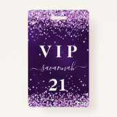 Verjaardag paarse roze vip uitnodiging badge (Voorkant)