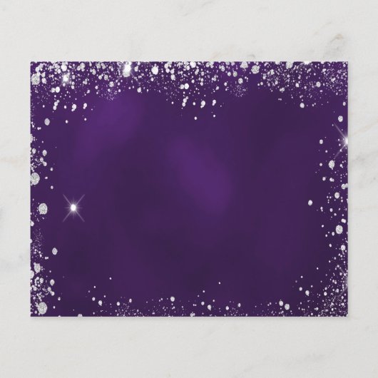 Verjaardag paarse zilveren foto bewaar datum kaart (Achterkant)