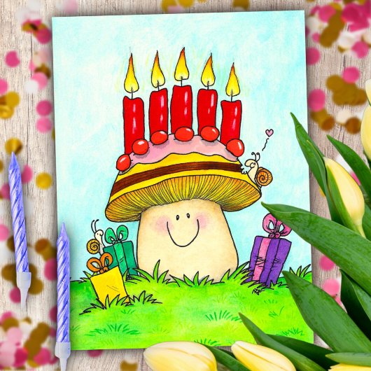 Verjaardag Paddenstoel Briefkaart