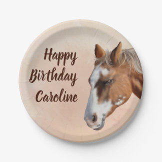 Verjaardag Palomino Paard Papieren Bordje