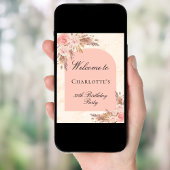 Verjaardag pampagras roze goud blozende boog welko perfect poster