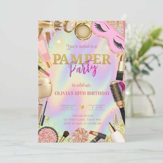 Verjaardag Pamper Party Kaart (Staand voorkant)