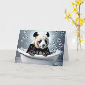Verjaardag Panda Beer in bubbelbad Kaart (Gele Bloem)