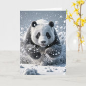 Verjaardag Panda Beer in de sneeuw Kaart (Gele Bloem)