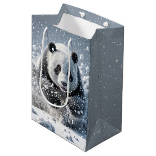 Verjaardag Panda Beer in sneeuwvlokken Medium Cadeauzakje