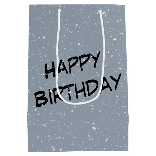 Verjaardag Panda Beer in sneeuwvlokken Medium Cadeauzakje (Achterkant)