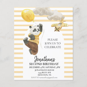 Verjaardag Panda Beer met Ballonnen Watercolor