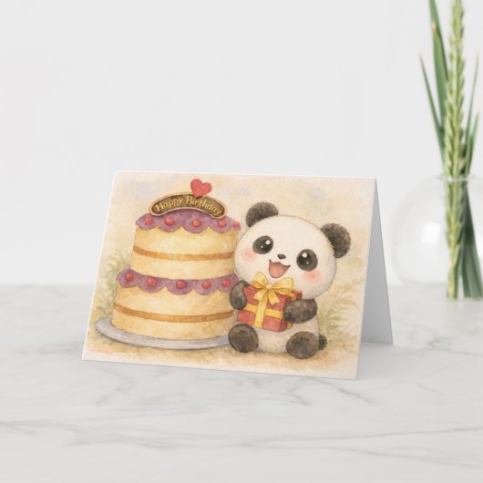Verjaardag panda feestdagen kaart (Voorkant)