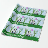 Verjaardag Panda Feestje Cadeaupapier (Uitgerold)