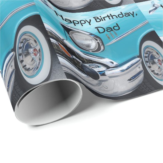 Verjaardag, pap, 55 Chevy Belaire, cadeauomslag. Cadeaupapier (Rol Hoek)