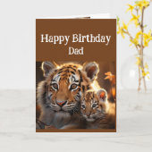 Verjaardag Pap Schattige Tijger Dier Kaart (Gele Bloem)