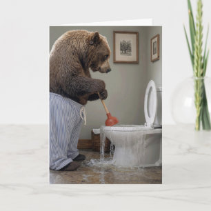 Verjaardag Papa Beer die een Overstromende WC onts Kaart