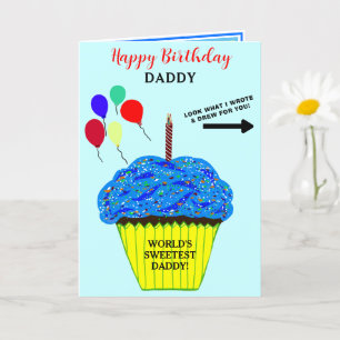 Verjaardag Papa Blauwe Cupcake Schrijf Teken Boods Kaart
