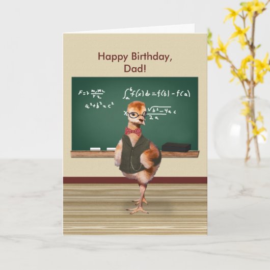 Verjaardag, papa, grappige Baby vogel,  Kaart (Gele Bloem)