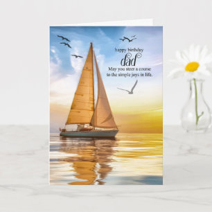 Verjaardag Papa Nautisch Zeilboot Thema Meeuwen Kaart