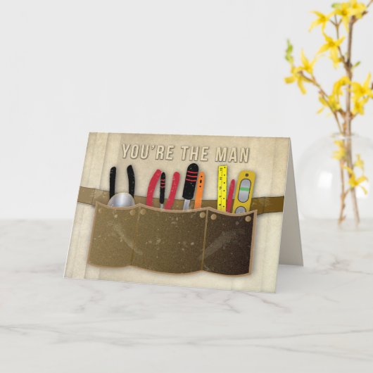 Verjaardag, papa, toolbelt en gereedschap kaart (Gele Bloem)