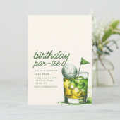 Verjaardag Par-T-shirt Feestuitnodiging met Whiske Kaart (Staand voorkant)