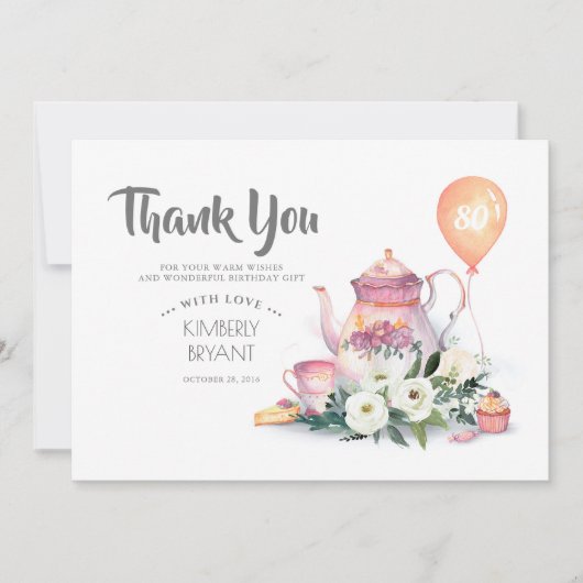 Verjaardag Par-Tea Floral Dank u Bedankkaart (Voorkant)