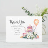 Verjaardag Par-Tea Floral Dank u Bedankkaart (Staand voorkant)