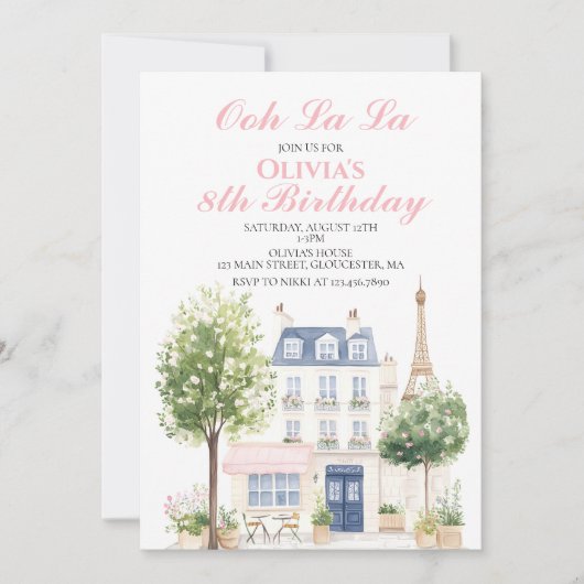 Verjaardag Parijs Parijse Cafe Tea Party Kaart (Voorkant)