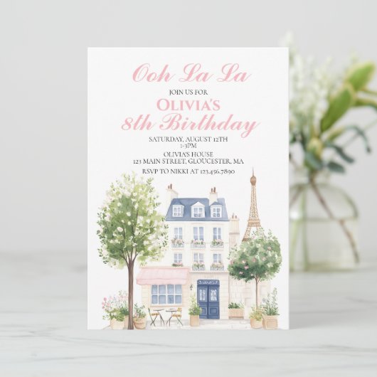 Verjaardag Parijs Parijse Cafe Tea Party Kaart (Staand voorkant)