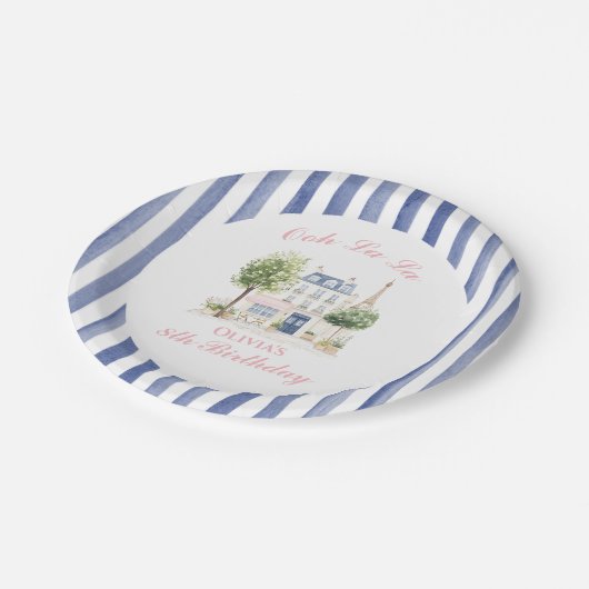 Verjaardag Parijs Parijse Cafe Tea Party Papieren Bordje (Gekanteld)