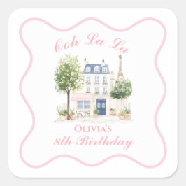 Verjaardag Parijs Parijse Café Theepartij Vierkante Sticker