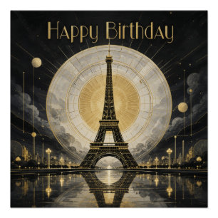 Verjaardag Paris Eiffeltoren Gouden Deco Perfect Poster