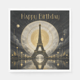 Verjaardag Paris Eiffeltoren Gouden Deco Servet