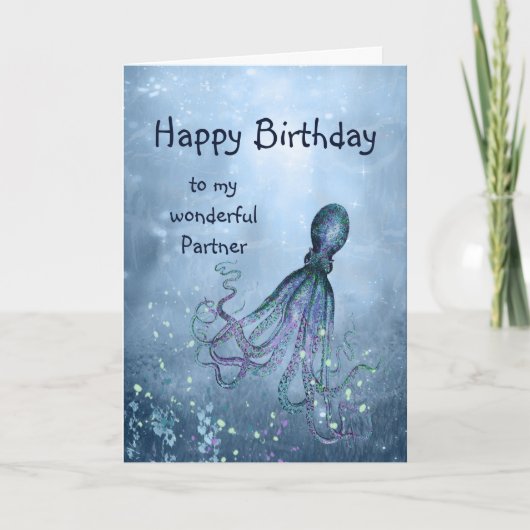 Verjaardag Partner Leuke Romantische Octopus Knuff Kaart (Voorkant)