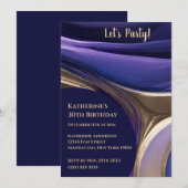 Verjaardag Party-Abstract Blauw, Paarse en Gold- Kaart (Voorkant / Achterkant)