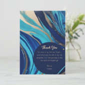 Verjaardag Party-Abstract Flow Art- Blauw en Goud- Kaart (Staand voorkant)