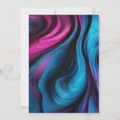 Verjaardag Party-Abstract Fluid Art-Blue en Roze- Kaart (Achterkant)