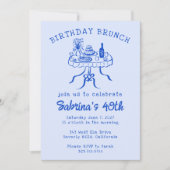 Verjaardag Party Buffet Tafel Hand getrokken Custo Kaart (Voorkant)