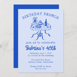 Verjaardag Party Buffet Tafel Hand getrokken Custo Kaart