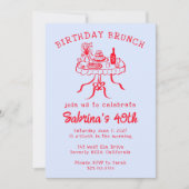 Verjaardag Party Buffet Tafel Hand getrokken Custo Kaart (Voorkant)