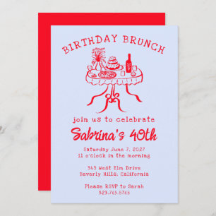 Verjaardag Party Buffet Tafel Hand getrokken Custo Kaart