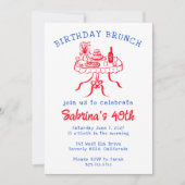 Verjaardag Party Buffet Tafel Hand getrokken Custo Kaart (Voorkant)