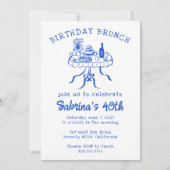 Verjaardag Party Buffet Tafel Hand getrokken Custo Kaart (Voorkant)