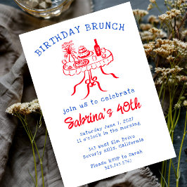 Verjaardag Party Buffet Tafel Hand getrokken Custo Kaart