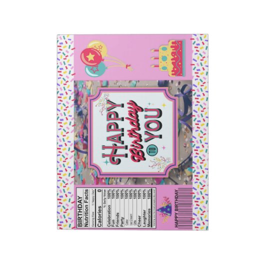 Verjaardag Party Chip Bag Wrappers Favorieten Notitieblok (Linkerzijde)