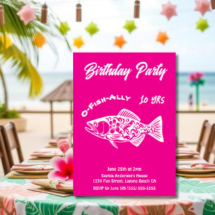 Verjaardag Party-Fish Hawaiian O-Fish-ally Pink Kaart