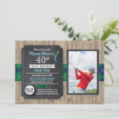 Verjaardag Party Golf Ball Foto Golfen Uitnodigen Kaart (Staand voorkant)