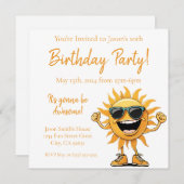 Verjaardag Party-Lachende Zon met Zonnebril Kaart (Voorkant / Achterkant)