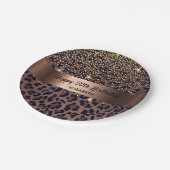 Verjaardag Party luipaard patroon brons Papieren Bordje (Gekanteld)