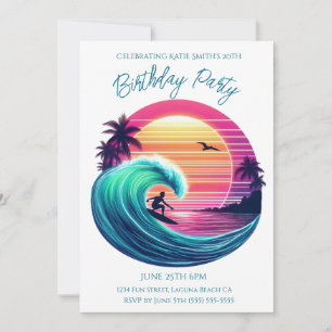 Verjaardag Party-Ride The Wave bij zonsondergang Kaart