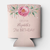 Verjaardag Party roos gouden blush roze bloemen Blikjeskoeler (Achterkant)