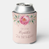 Verjaardag Party roos gouden blush roze bloemen Blikjeskoeler (Blikje Achterkant)